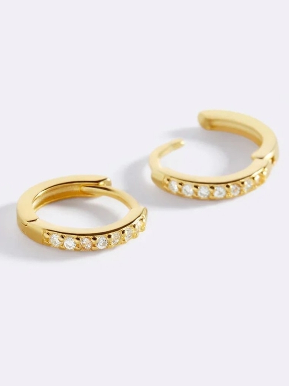 Mint & Lily 5cm Gold Crystal Pavé Huggie Hoop Earrings - Women